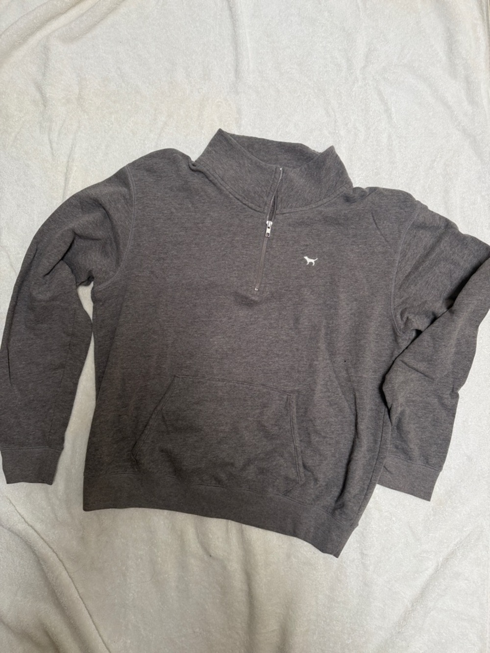 Victoria's Secret Charcoal Half-Zip Pink Pullover Sweatshirt